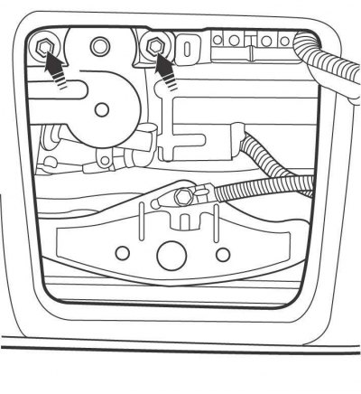 Рис. 14.64. Расположение винтов крепления двигателя привода подъемно-сдвижной панели крыши