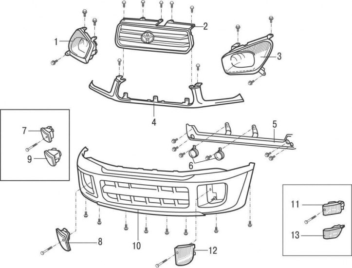 Как снять бампер rav4 Replacing the headlight (Toyota RAV 4 XA10, 1994-2000) - "Electrical equipment: 
