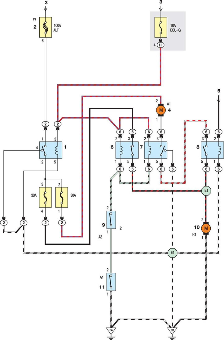 Схема 31. Вентилятор радиатора системы охлаждения моделей до 2001 года
