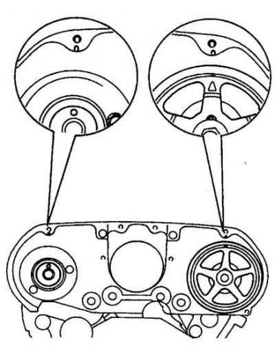 11. Снова проверьте метки и убедитесь, что коленвал не провернулся относительно исходного положения…
