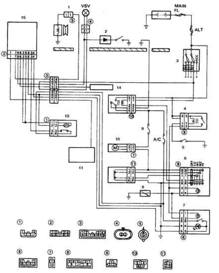 1. Электромагнитная муфта; 2. Процессорный блок управления; 3. Выключатель зажигания; 4. Реле…