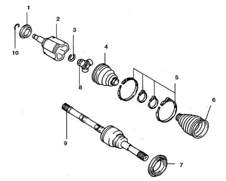 Как снять гранату с привода тойота Front axle shafts - removal and installation (Toyota 4Runner N120, 1989-1995) - 