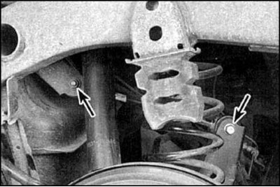 4. Для снятия верхней штанги отверните гайки (указаны стрелками), снимите шайбы и болты крепления к…