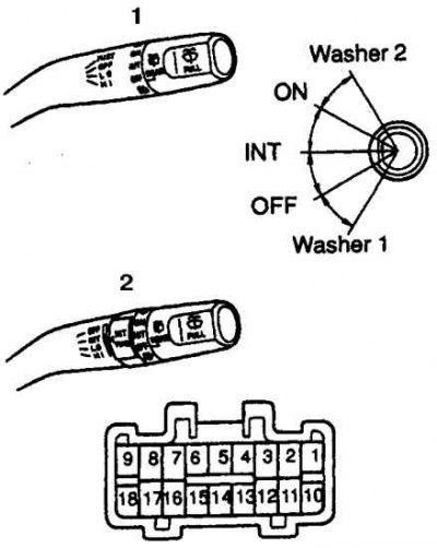 1. Переключатель очистителя заднего стекла с повышенной частотой работы
