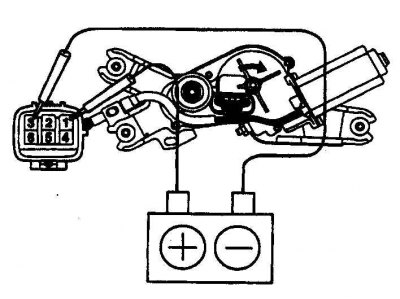 Схема проверки сопротивления выводов электродвигателя заднего стеклоочистителя